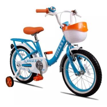 Imagem de Bicicleta Aro16 Infantil Pro X Com Rodinha E Cesta Vintage - Azul/Bran