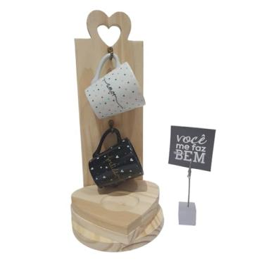 Imagem de Kit Suporte Jogo Caneca Xícara Café Coração Namorados Casal (Branco e Preto)