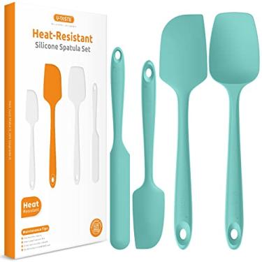 Imagem de Conjunto de espátula de silicone resistente ao calor: U-Taste Utensílio de grau alimentício de alta temperatura de alta temperatura sem costura, silicone de borracha flexível, mistura, cozinha,