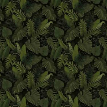 Imagem de Leliz Papers, Papel De Parede Adesivo Folhagem Tropical Tons Escuro 3m
