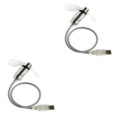 Imagem de jojofuny 2 Peças ventilador luminoso USB ventilador recarregável ventilador de computador USB relógios fã ventilador alimentado por USB ventilador portátil LED ar condicionado
