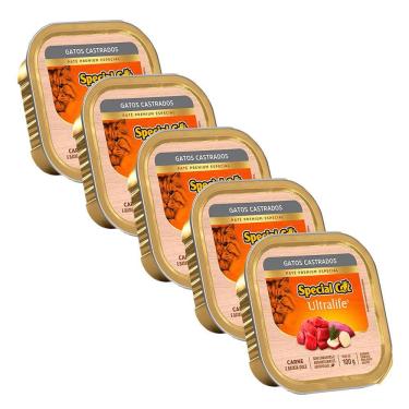 Imagem de 5 Ração Special Cat Patê Gatos Castrados Carne 100g