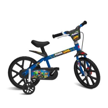 Imagem de Bicicleta Infantil Power Game com rodinha Azul aro 14 Bandeirante