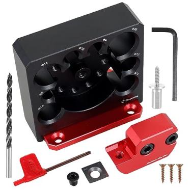 Imagem de QENWKXZ Kit de gabarito para máquina de cavilha ajustável de 8 a 20 mm de liga de alumínio Broca elétrica de fresagem ferramenta auxiliar de haste redonda ferramenta auxiliar durável para haste