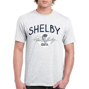 Imagem de Camiseta masculina vintage com logotipo Shelby Cobra American Legendary Mustang 427 GT500 GT350 Performance Powered by Ford, Cinza-claro, 3G