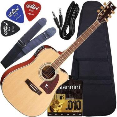 Imagem de Kit Violão Eagle Ch889 Eletroacústico Folk Cutway Natural