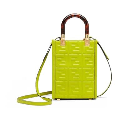 Imagem de FENDI Bolsa tiracolo FF Mini Bag Sunshine Shopper de couro de bezerro verde 8BS051, Wasabi Green