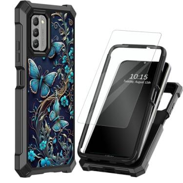 Imagem de Decahouy Capa para Nokia C300, Nokia G100 N150DL com protetor de tela de camada dupla pesada fina à prova de choque resistente a impactos durável capa de telefone preta para Nokia G100/Nokia C300,