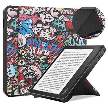 Imagem de Capa para E-Reader Kobo Libra 2ª geração de 17.8 cm (versão 2021) E-Book, capa de TPU macia, ultrafina, suporte fólio, leve, com função hibernar/despertar para Kobo Libra 2 (grafiti)