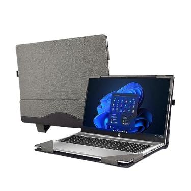 Imagem de Capa para laptop HP ProBook 450 G8 G9 G10 / para HP ProBook 455 G8 G9 G10 39.6 cm 2023 capa de bolso interno de couro PU (cinza claro)
