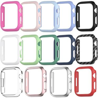 Imagem de Drztope Pacote com 14 capas compatíveis com Apple Watch Series 9 Series 8 Series 7 41 mm, capa protetora de policarbonato rígido compatível com acessórios iWatch de 41 mm