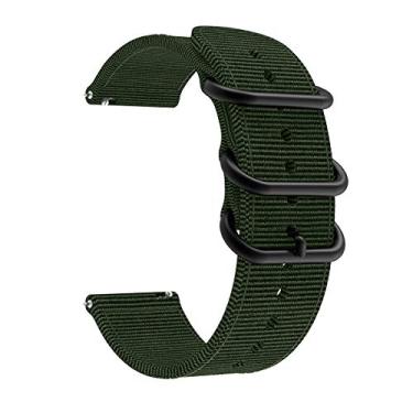 Imagem de LDFAS Pulseira compatível com Galaxy Watch 3 de 45 mm, pulseira de nylon tecida compatível com Samsung Galaxy Watch 3 de 45 mm/46 mm, Gear S3 Frontier/smartwatch clássico, verde militar