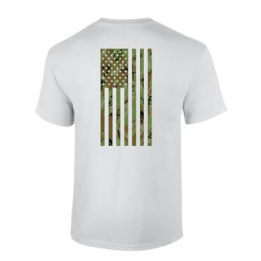 Imagem de Trenz Shirt Company Camiseta masculina de manga curta com bandeira camuflada verde americana patriótica, Branco, XXG