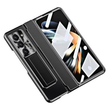 Imagem de POYUFRG Capa galvanizada para Samsung Galaxy Z Fold 6, proteção total de dobradiça de lente de metal, capa fina invisível à prova de choque, preta