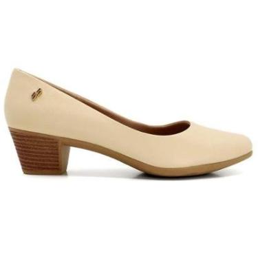 Imagem de Sapato Social Feminino Salto Bloco Couro Vanilla Usaflex AC3215-Feminino