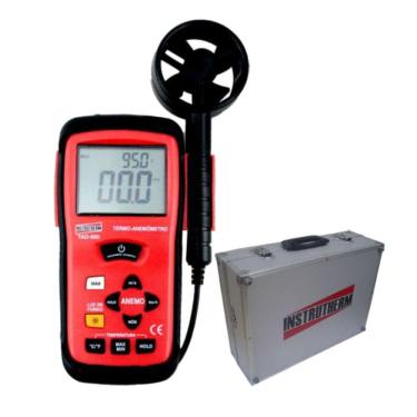Imagem de Termo Anemômetro Digital Escala 0,3 A 45 M/s Temperatura 0 A 60°C Holster Sensor Tad-500 Portátil Estojo Maleta Ma-800