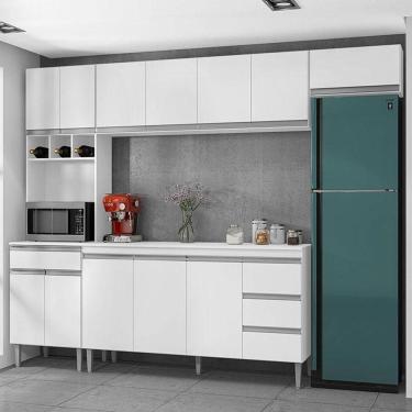 Imagem de Cozinha Com Balcão E Tampo 160 Cm Ambiente Andréia Branco Brilho - Ajl