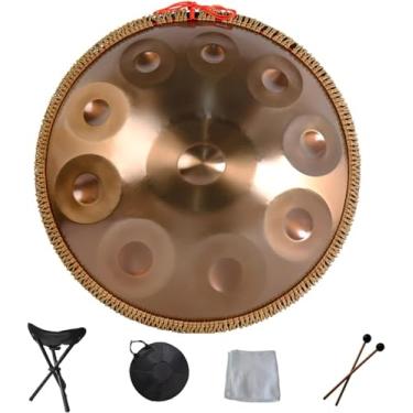 Imagem de Tambor de língua de aço portátil Handpan Hand Pan 9 10 12 14 Notas Instrumento de percussão com bolsa de transporte para iniciantes Cura sonora, meditação pessoal, ouro, 10 notas