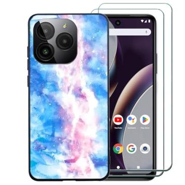 Imagem de Ranyi Capa para celular Bold K10 com protetor de tela, BLU G54, Bold K10 K0110WW, design de mármore, ultrafina, borracha de silicone TPU, capa de mármore para Bold K10 K0110WW /BLU G54 - azul