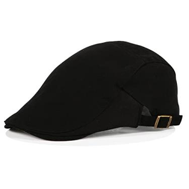 Imagem de Namzi Boné masculino de algodão Ivy Gatsby Newsboy Hunting Boina masculina (preto), Preto, 0