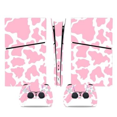 Imagem de Adesivo Skin para PS5 Slim Digital, conjunto completo de decalque de vinil protetor para console de jogos e controle (mancha rosa)