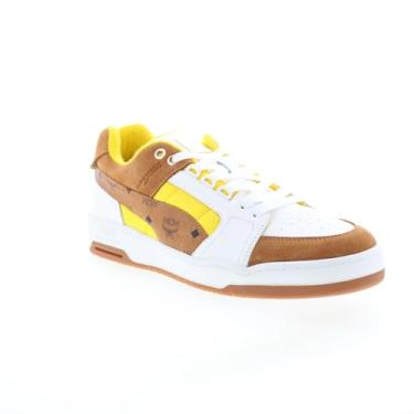Imagem de PUMA Tênis masculino MCM X Slipstream Lo com cadarço casual - marrom, branco, amarelo, Marrom, branco, amarelo, 38 BR