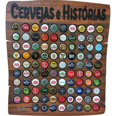 Imagem de Quadro Decorativo Porta Tampinhas - Cervejas Histórias - 80