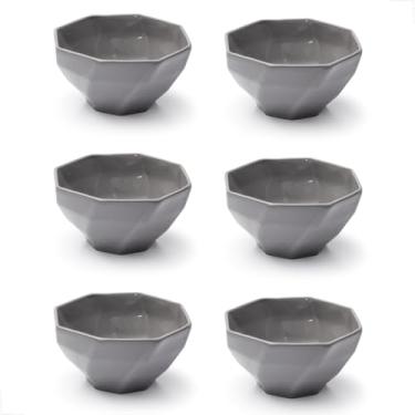 Imagem de Conjunto Bowl de Cerâmica 350ml 6 peças Design Sofisticado e Moderno Alta Durabilidade Ideal para Sopas, Cereais, Saladas, Sobremesas (Cinza)