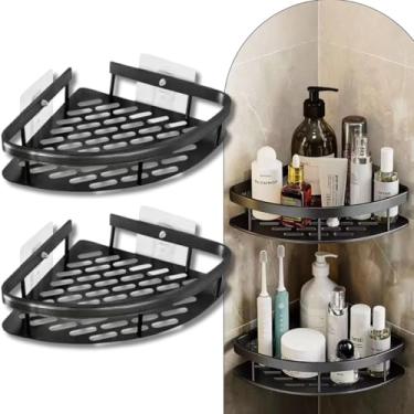 Imagem de Kit 2 Prateleiras de Canto Organizador de Banheiro e Cozinha, Porta Shampoo e Sabonete, Nicho Resistente com Estilo Industrial para Lavanderia
