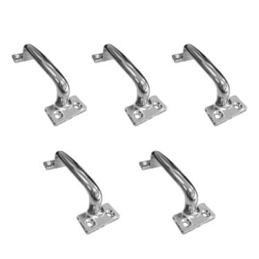 Imagem de Kit 5 Puxador Alça 10cm Moveis Porta Janela Aliança Cromado