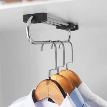 Imagem de Trilho de cabide de roupas deslizante para armário, trilho de roupas extraível 3 base 28-53cm cabide de guarda-roupa de metal (tamanho: 430mm) decoração, 330mm