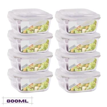 Imagem de Conjunto 8 Potes Quadrado Mantimentos Vidro 800 ml - Quality house