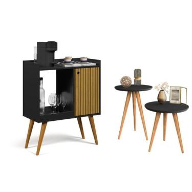 Imagem de Cantinho do Café Ripado Linus + Conjunto Mesas Apoio e Lateral Classic