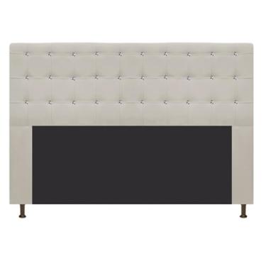 Imagem de Cabeceira Estofada Dama com Strass 160 cm para Cama Box Queen Suede Bege para Quarto - AM Decor