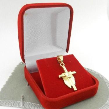 Imagem de Pingente Cruz Manto 30mm Folheado Ouro Pi128 - Wnbijouterias