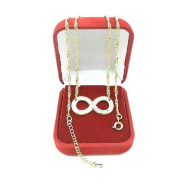 Imagem de Corrente Feminina 40/45cm 1mm Infinito Folheada Ouro 18k CR259A - WNBI