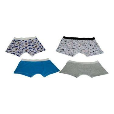 Imagem de Kit 4 CUECA BOXER INFANTIL ALGODAO Elástico Trabalhado Forro Duplo - F