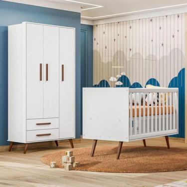 Imagem de Quarto Infantil Completo Bear 3 Portas 2 Gavetas Branco - Pnr Móveis, 