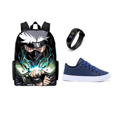 Imagem de Mochila Infantil Escolar Para Crianças Mais Tenis Casual E Relogio Led