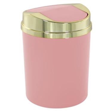 Imagem de Lixeira 5 Litros Basculante Dourada Wp Connect, Rosa Claro
