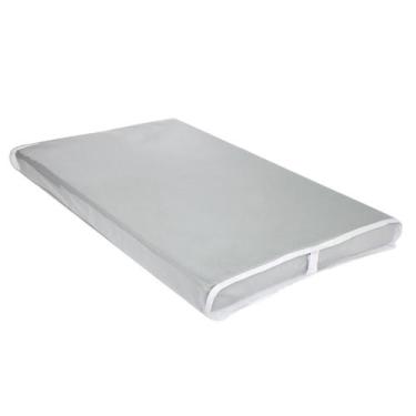 Imagem de Trocador De Bebê Cinza Liso Com Viés Branco Unissex - Potinho de Mel