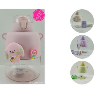 Imagem de Garrafa de Agua Infantil 720ml Com Adesivos Antivazamento - C3b, Rosa