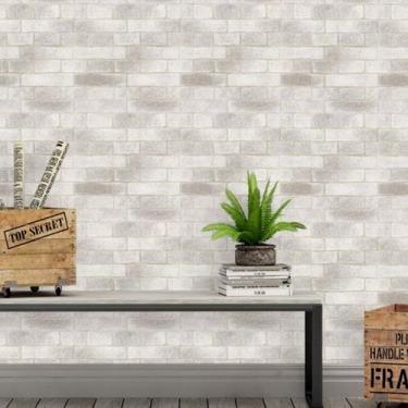 Imagem de Papel De Parede Autocolante Tijolos Em Branco E Bege - PAPEL E PAREDE 