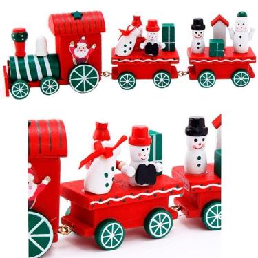 Imagem de Decoração Trem De Natal Locomotiva Papai Noel Madeira 24cm