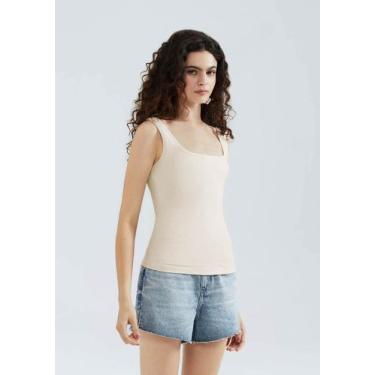 Imagem de Regata Feminina Decote Quadrado Em Ribana - Hering, XXG, Off white