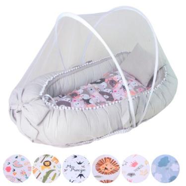 Imagem de Ninho Redutor de Berço com Mosquiteiro Tela Protetora Bebê Menina Meni