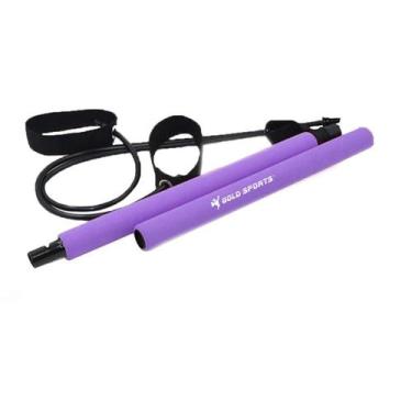 Imagem de kit Barra Pylates Elástico Pedal Gold Sports Master, Únissex, Roxo, Ún