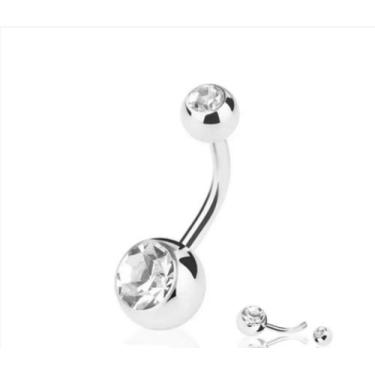 Imagem de Piercing Umbigo Duas Pedras Aço Cirúrgico 316l - RaraSteel Piercing, P