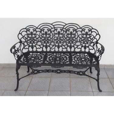 Imagem de Banco de Jardim Jardim 3 Lugares Preto Fosco em Alumínio Fundido Unife