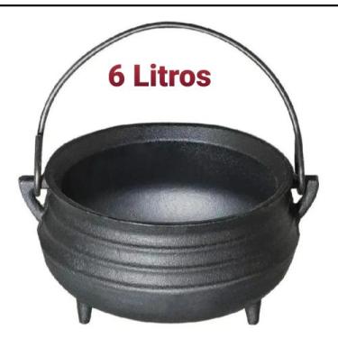 Imagem de Caldeirão Panela Tripé Ferro Sem Tampa 6 Litros Postagem Rápida - Sant
